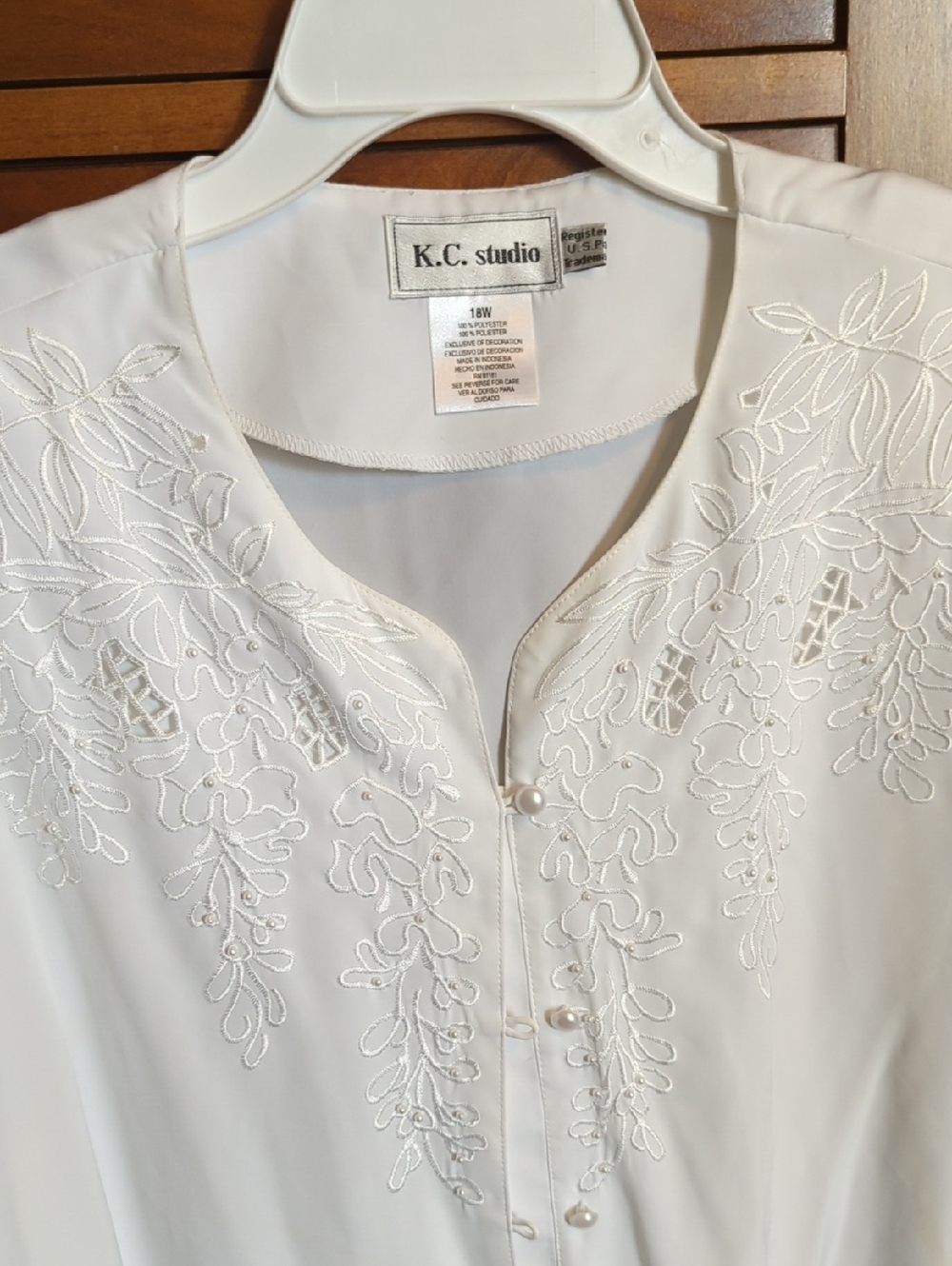 Women's White Embroidered Button-Front Blouse SALE